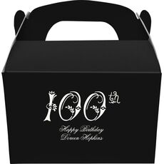 Elegant 100th Scroll Gable Favor Boxes