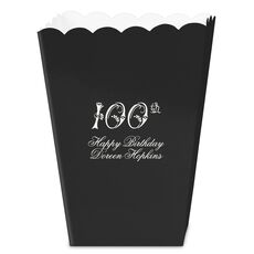 Elegant 100th Scroll Mini Popcorn Boxes