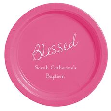 Expressive Script Blessed Paper Plates