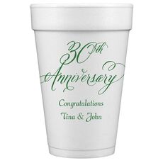 Elegant 30th Anniversary Styrofoam Cups