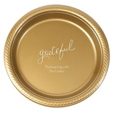 Expressive Script Grateful Plastic Plates
