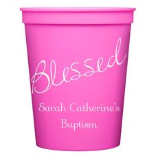 Expressive Script Blessed Stadium Cups