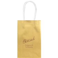 Expressive Script Blessed Medium Twisted Handled Bags