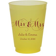 Scroll Mrs & Mrs Colored Shatterproof Cups