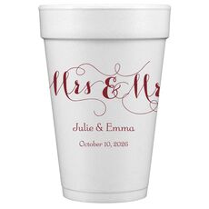 Scroll Mrs & Mrs Styrofoam Cups