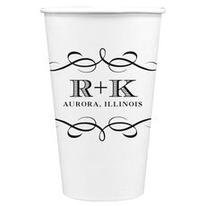 Courtyard Scroll with Initials Paper Coffee Cups