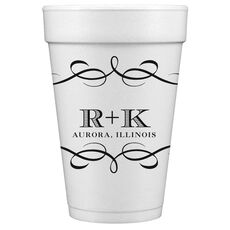 Courtyard Scroll with Initials Styrofoam Cups