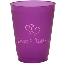 Modern Double Hearts Colored Shatterproof Cups