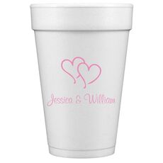 Modern Double Hearts Styrofoam Cups