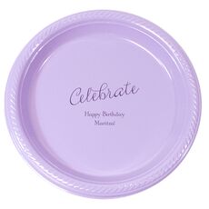 Expressive Script Celebrate Plastic Plates