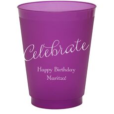 Expressive Script Celebrate Colored Shatterproof Cups