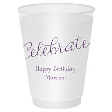 Expressive Script Celebrate Shatterproof Cups