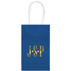Simple 3 Initials Monogram Medium Twisted Handled Bags