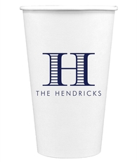 Striped Initial Paper Coffee Cups