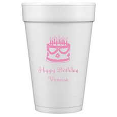 Sweet Floral Birthday Cake Styrofoam Cups