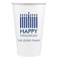 Modern Menorah Hanukkah Paper Coffee Cups