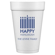 Modern Menorah Hanukkah Styrofoam Cups