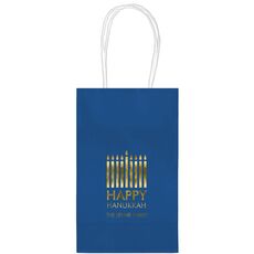 Modern Menorah Hanukkah Medium Twisted Handled Bags