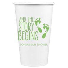 And The Story Begins with Baby Feet Paper Coffee Cups