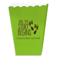 And The Story Begins with Baby Feet Mini Popcorn Boxes