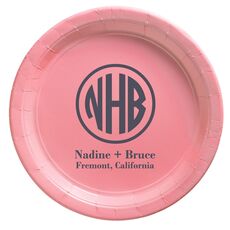 Framed Rounded Monogram with Text Paper Plates