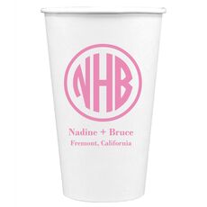 Framed Rounded Monogram with Text Paper Coffee Cups