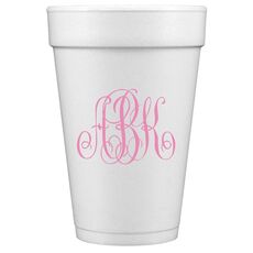 Large Interlocking Script Monogram Styrofoam Cups