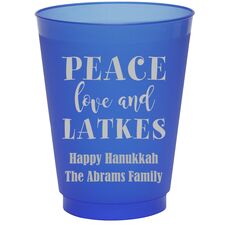 Peace Love And Latkes Colored Shatterproof Cups