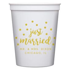 Confetti Dots Just Married Stadium Cups
