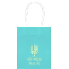 Happy Hanukkah Menorah Mini Twisted Handled Bags