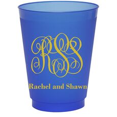 Large Script Monogram with Text Colored Shatterproof Cups