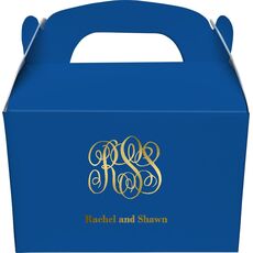 Large Script Monogram with Text Gable Favor Boxes