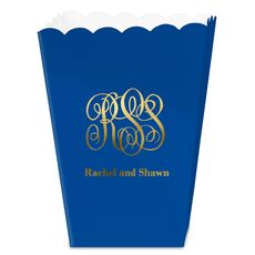 Large Script Monogram with Text Mini Popcorn Boxes