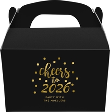 Confetti Dots Cheers to the New Year Gable Favor Boxes