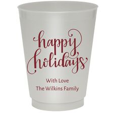 Hand Lettered Happy Holidays Colored Shatterproof Cups