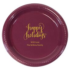 Hand Lettered Happy Holidays Plastic Plates