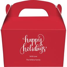 Hand Lettered Happy Holidays Gable Favor Boxes