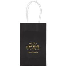 Hand Lettered Sparkle Happy New Year Medium Twisted Handled Bags