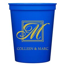 Framed Initial Plus Text Stadium Cups