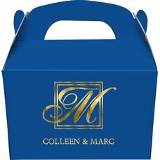 Framed Initial Plus Text Gable Favor Boxes