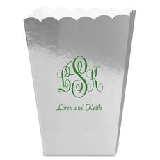 Script Monogram with Small Initials plus Text Mini Popcorn Boxes