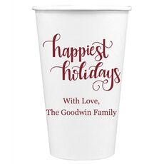 Hand Lettered Happiest Holidays Paper Coffee Cups