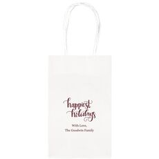 Hand Lettered Happiest Holidays Medium Twisted Handled Bags