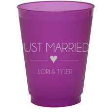 Just Married with Heart Colored Shatterproof Cups