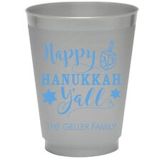 Happy Hanukkah Y'all Colored Shatterproof Cups