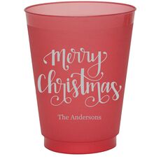 Hand Lettered Merry Christmas Colored Shatterproof Cups