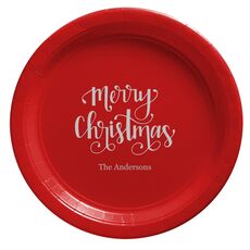 Hand Lettered Merry Christmas Paper Plates