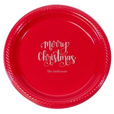 Hand Lettered Merry Christmas Plastic Plates