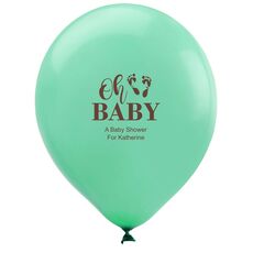 Oh Baby with Baby Feet Latex Balloons