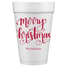 Hand Lettered Merry Christmas Styrofoam Cups